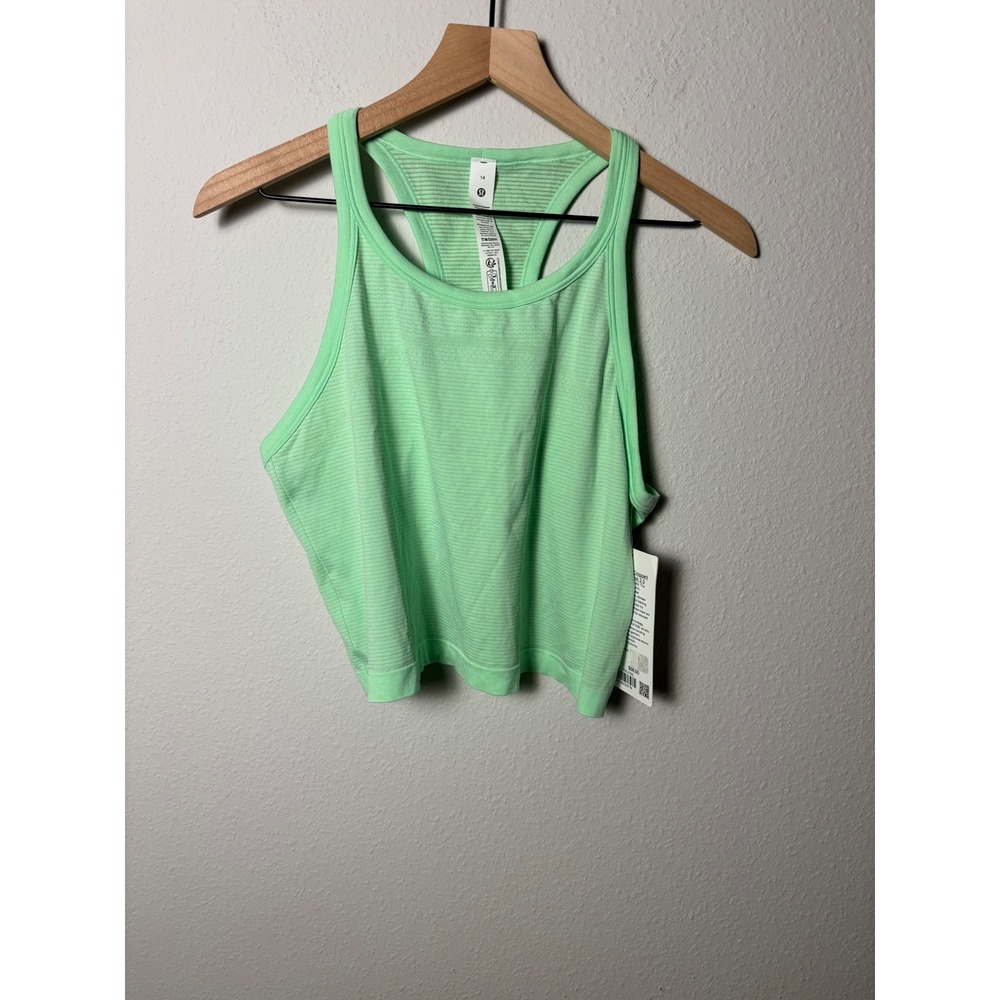 Lululemon Swiftly Tech Cropped Racerback Tank Top 2.0 Citra Lime W1FAPS Size 14 - Picture 1 of 5